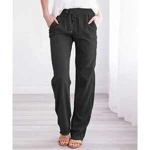Camisa Black pocket Drawstring  Women Straight leg pants Size XL